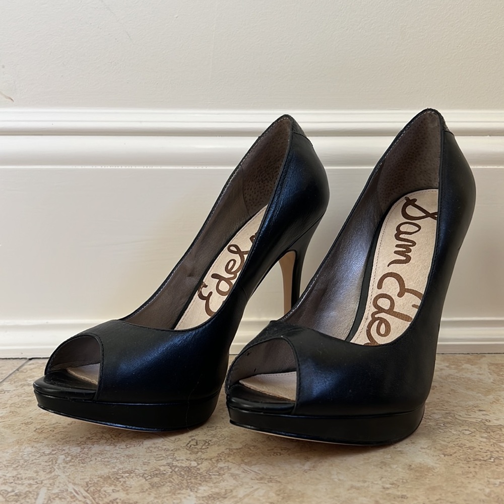 Sam Edelman Ella Leather Peep Toe Pumps